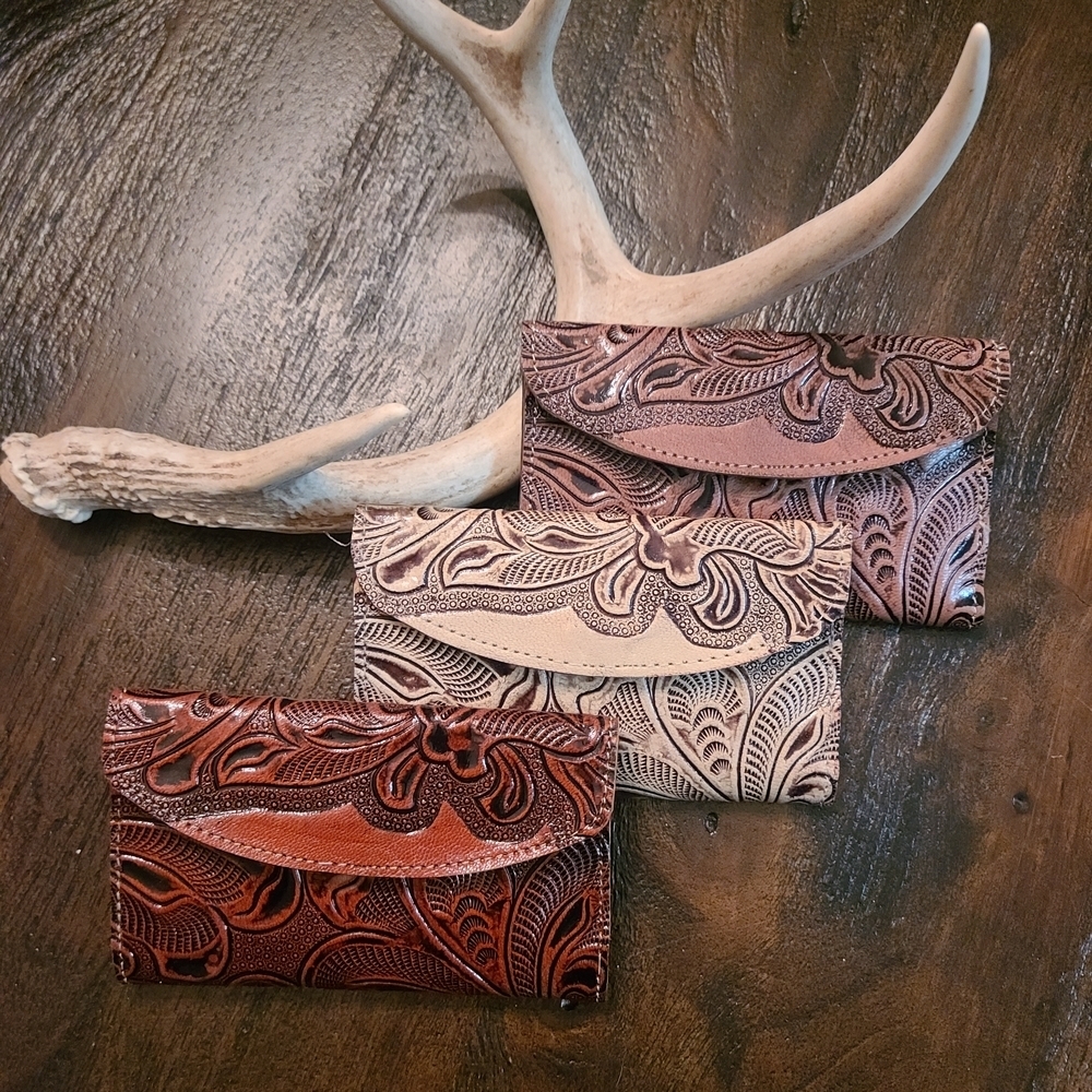 Medium Leather Tooled Wallet